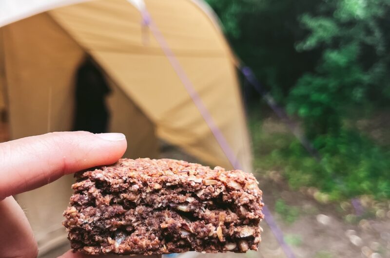 Hazelnut chocolate banana bread flapjacks for camping and a healthy gut