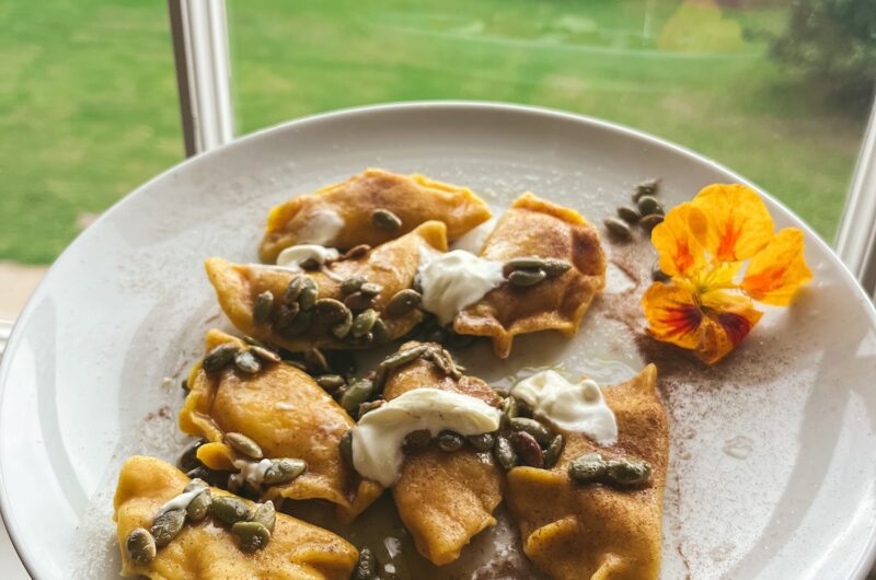 Spiced pumpkin pierogi 