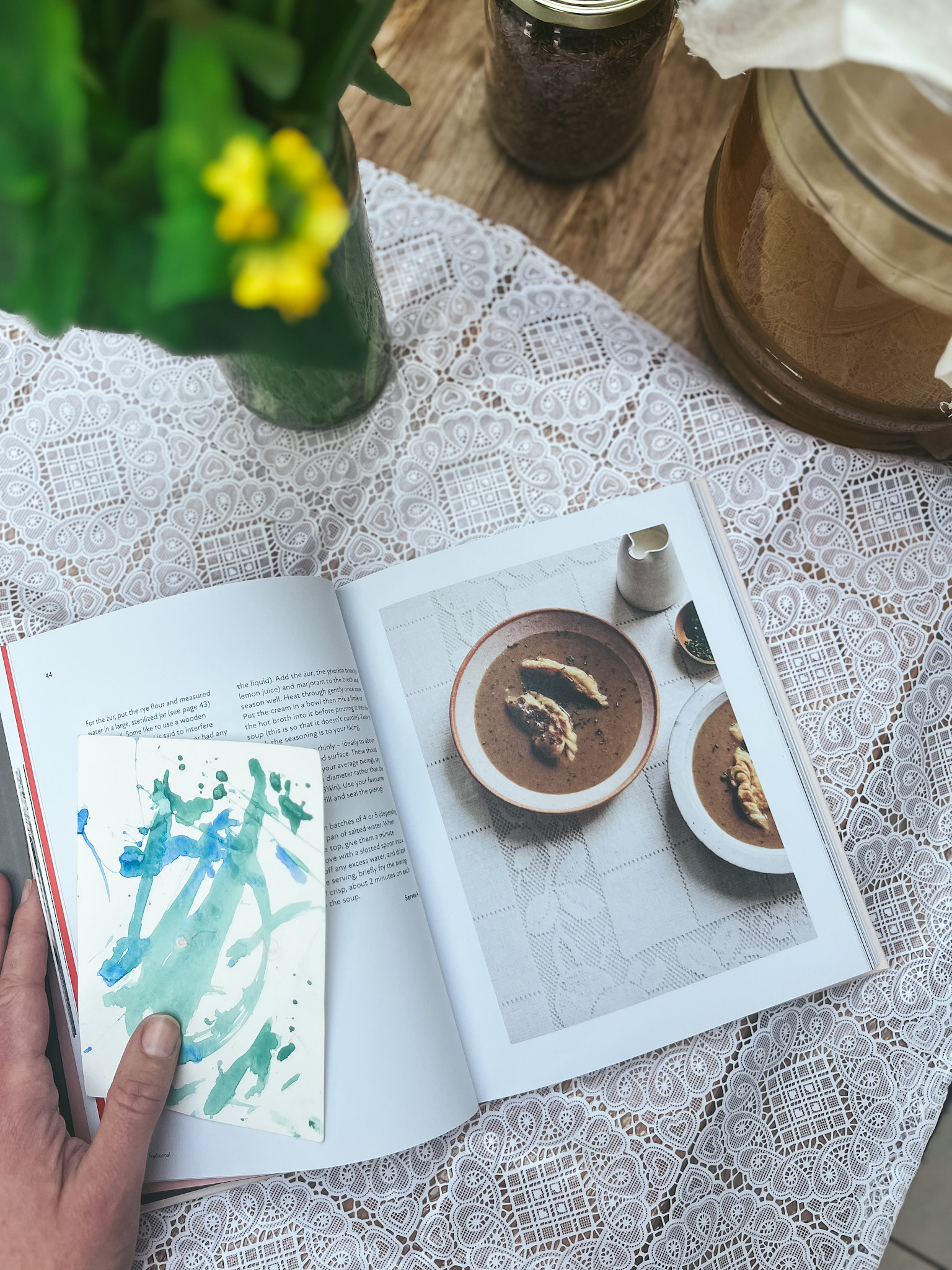 pierogi in fermented rye soup